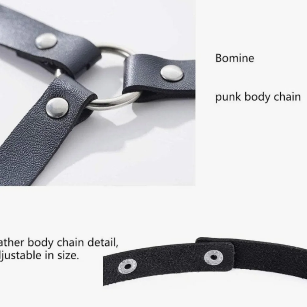 Punk Leather Harness Bra Body Chain Belts Gothic Black Adjustable